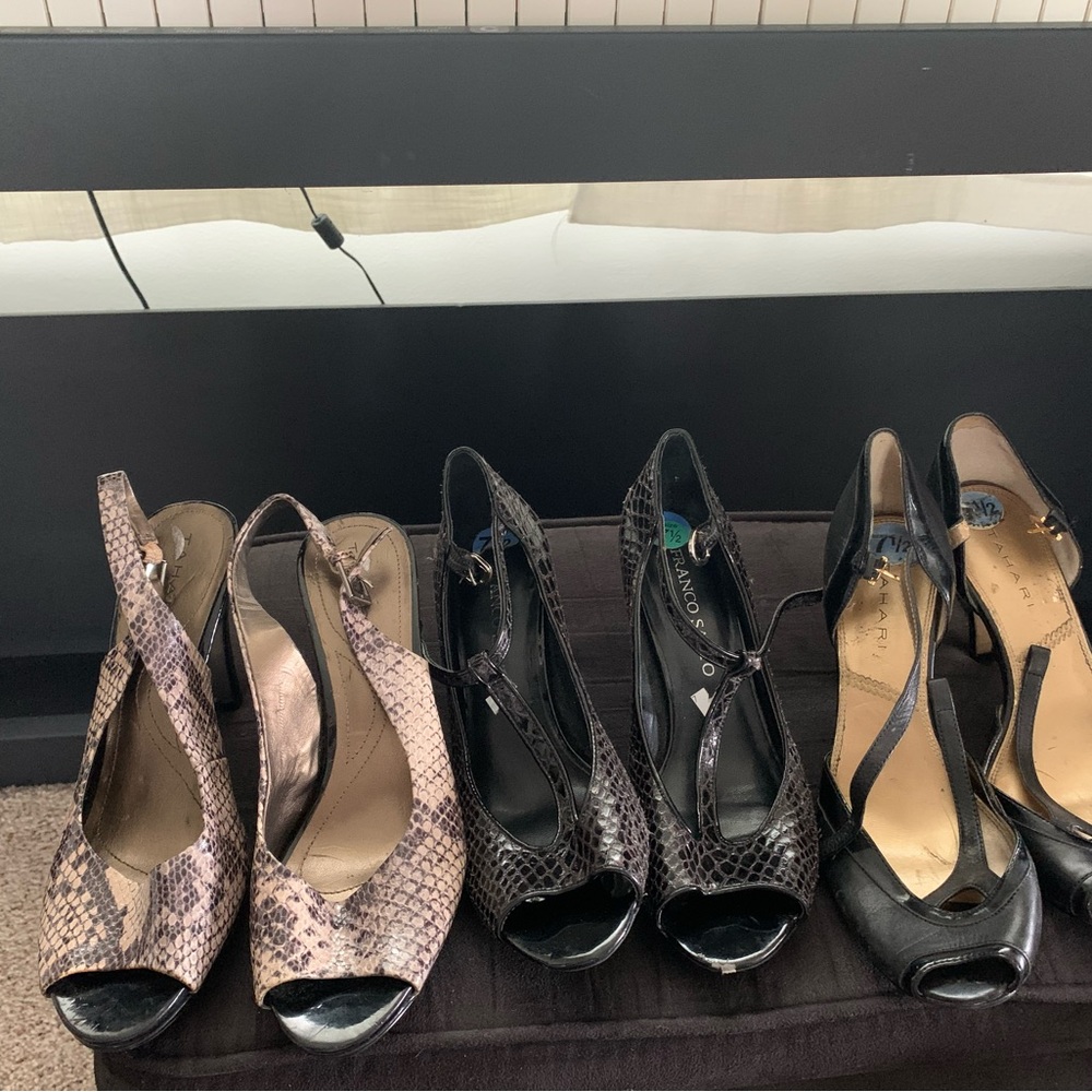 Three pairs of lightly used dressy heels. Used for office wear